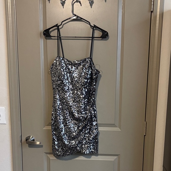 Crystal Doll Dresses & Skirts - Crystal Doll Silver Sequin Mini Dress